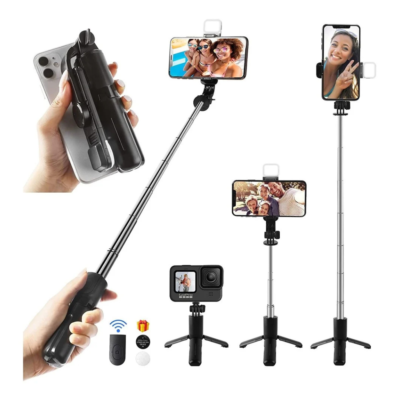 4-in-1 Wireless Selfie Stick Tripod Wireless + Bluetooth shutter & LED Light